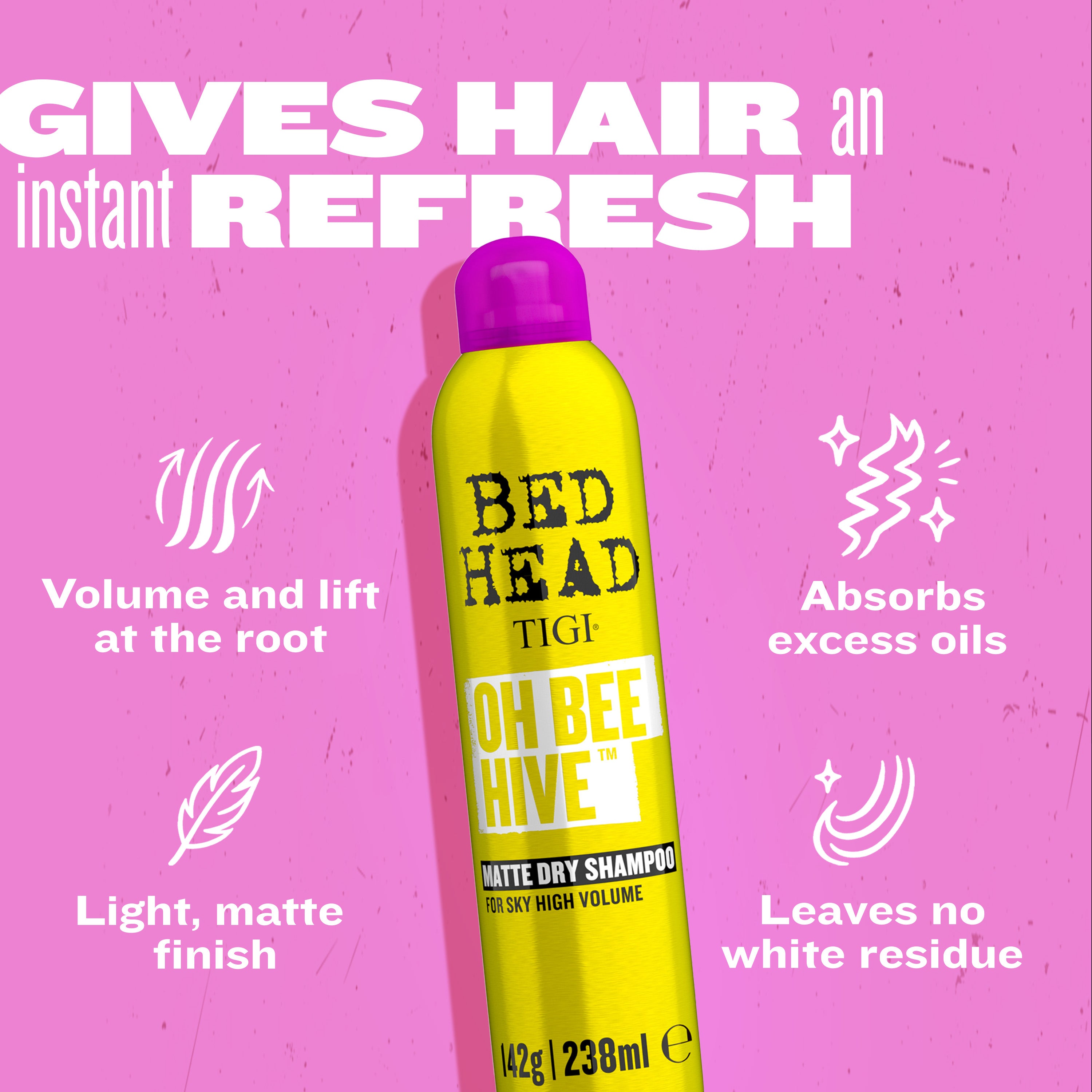 TIGI BEDHEAD ティージー　ベッドヘッド　オービーハイブ Oh Bee Hive Volumizing Dry Shampoo | Bed Head by TIGI – Bedhead US